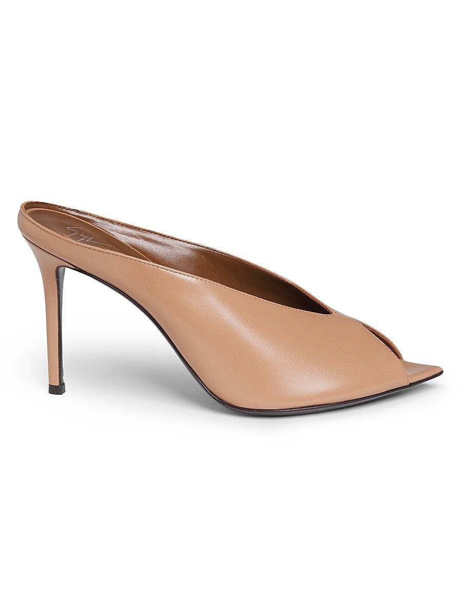 Women's 90MM Leather Peep-Toe Mules - Muse Lotus - Size 11.5