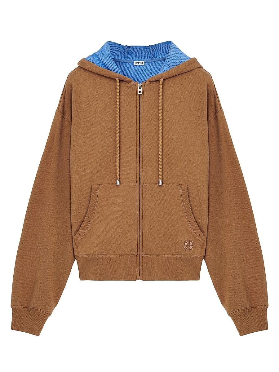 Men's Logo Zip-Up Hoodie - Beige Blue - Size XXL