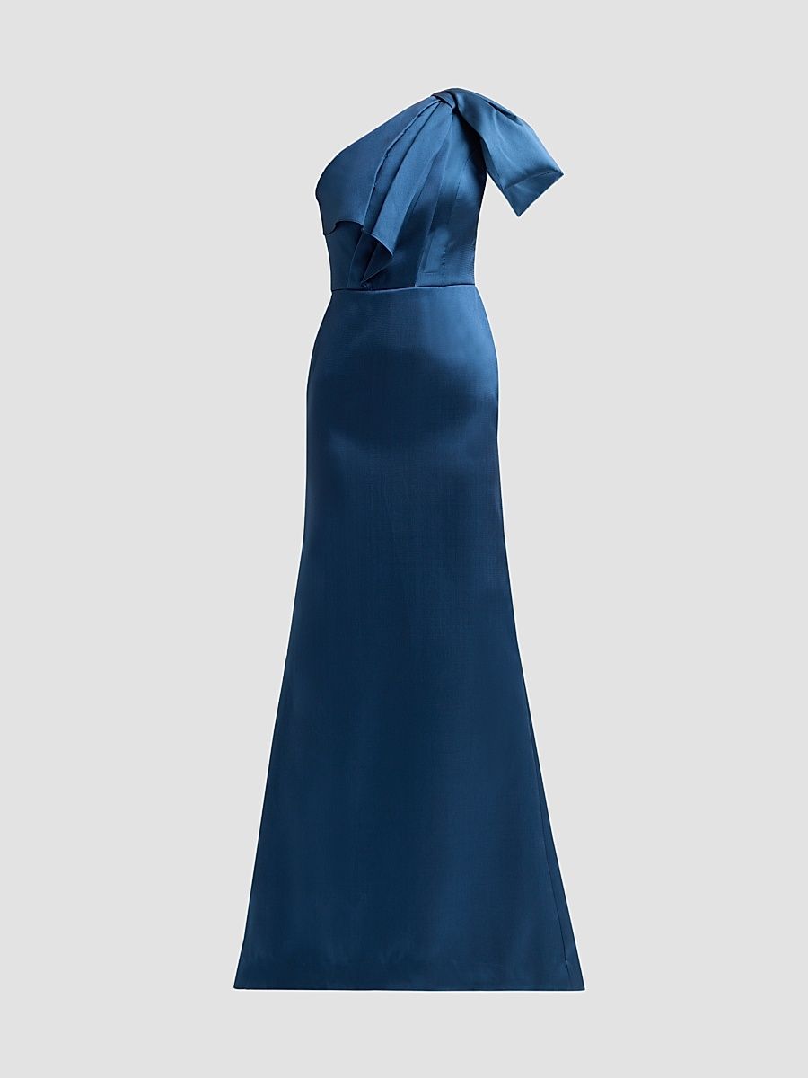 Women's Cathy One-Shoulder Bow Gown - Shadow Petal - Size 16