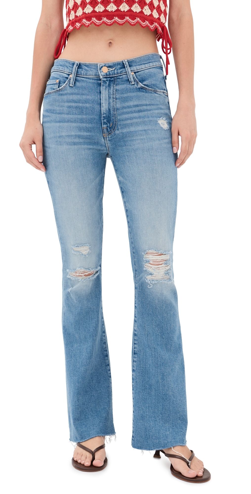 MOTHER The Weekender Fray Flare Jeans Chaos Is Calling 29