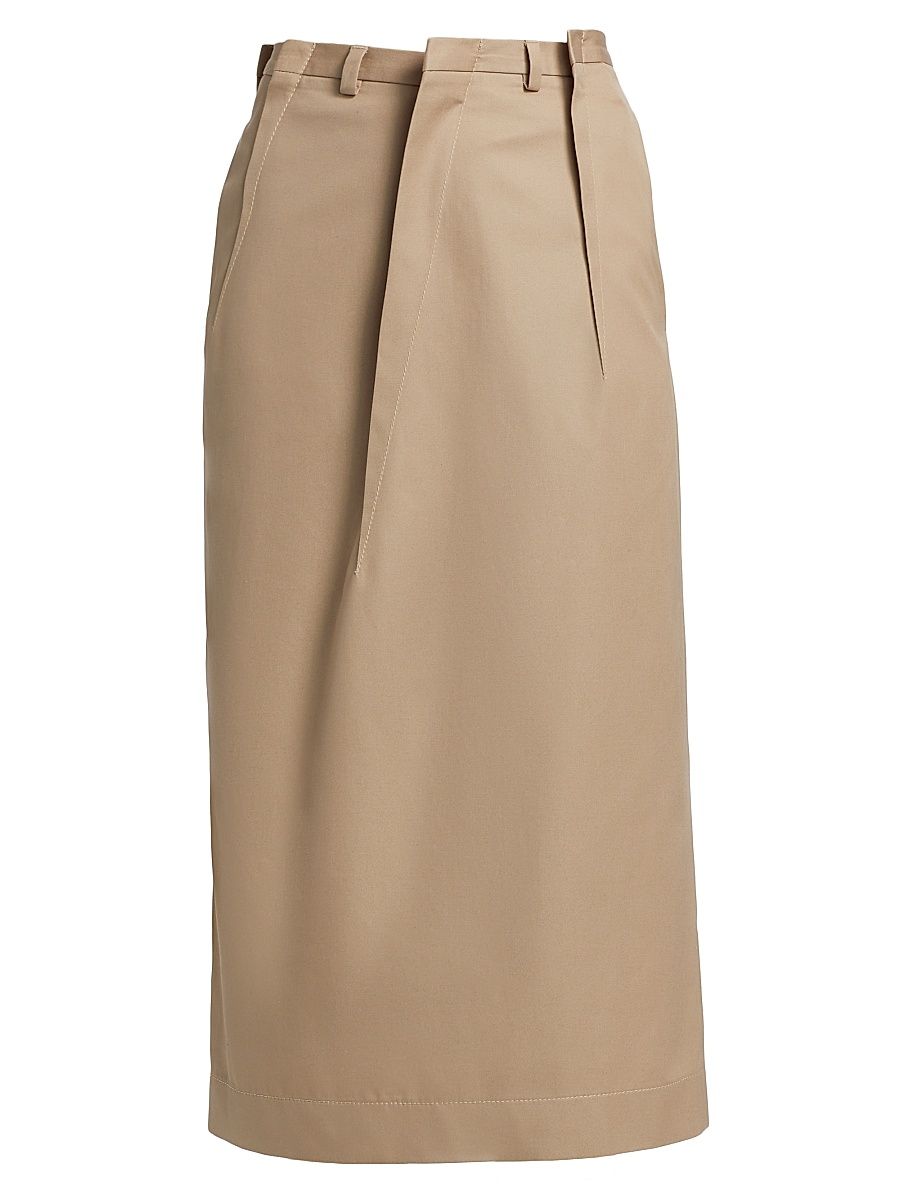 Women's Tuck Pleat Midi-Skirt - Sand - Size 0