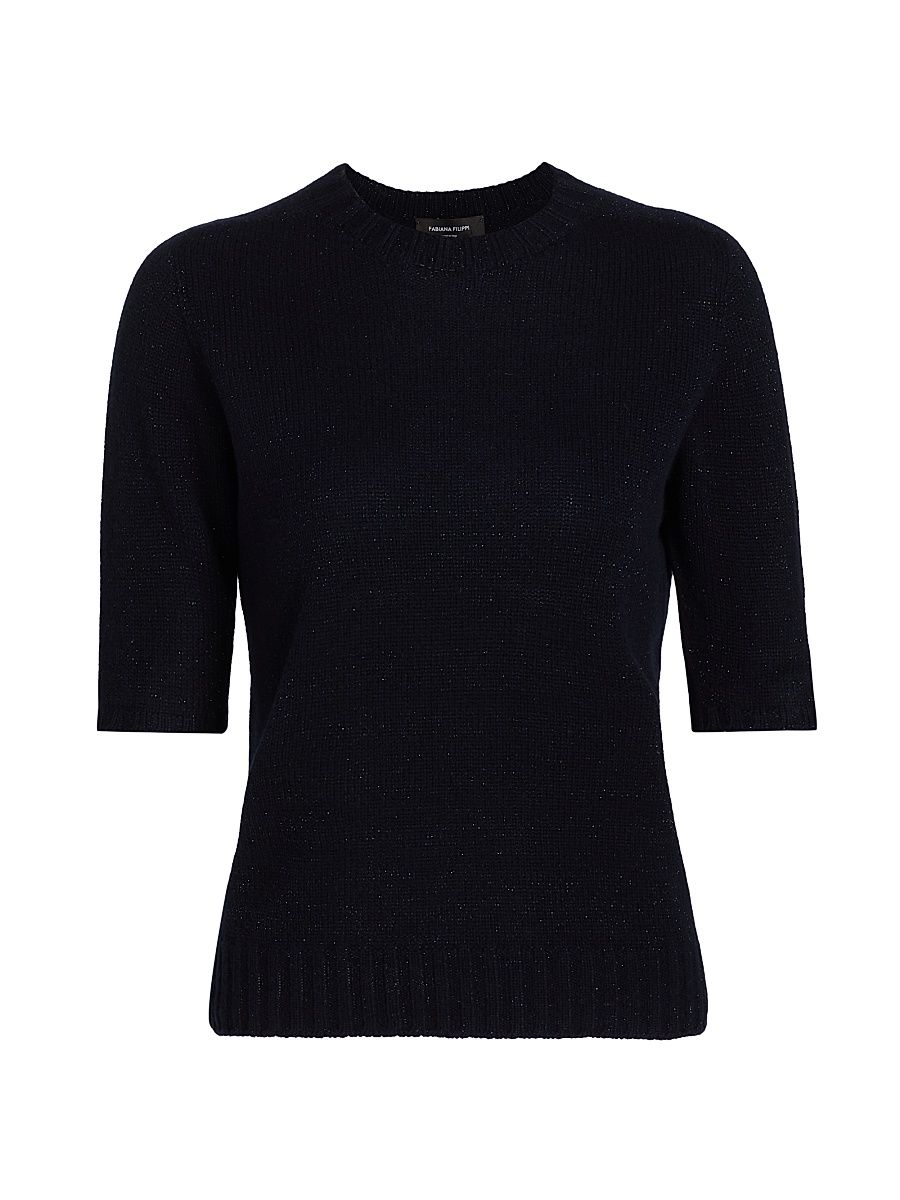 Women's Platinum Short-Sleeve Sweater - Blu Notte - Size 0