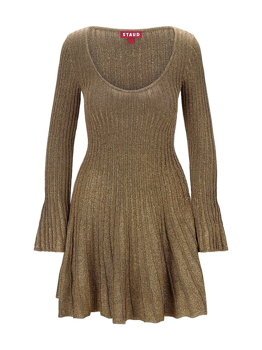 Women's Raquel Metallic Rib-Knit Minidress - Metallic Gold - Size Large