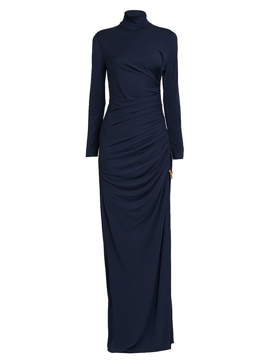 Women's Draped Crêpe Jersey Gown - Abyss - Size 2