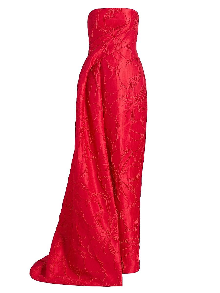 Women's Jacquard Floral Draped Column Gown - Poppy - Size 4