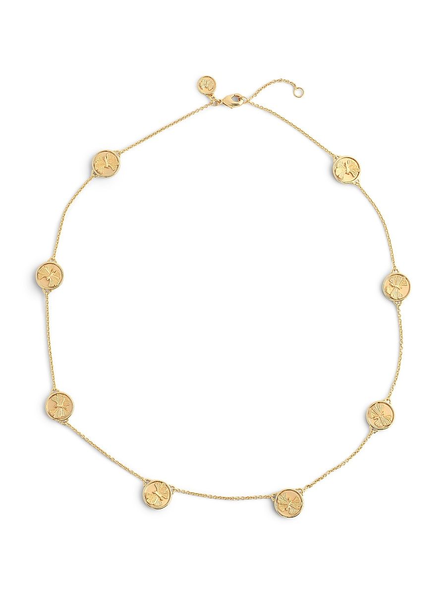 Women's Coin 18K-Gold-Plated Butterfly Station Necklace - Gold