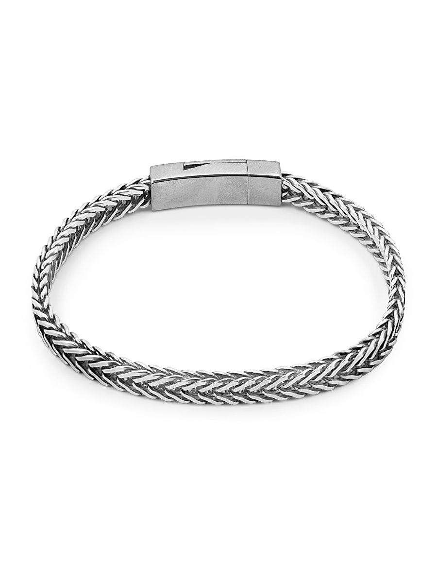 Men's Coda Di Volpe Sterling Silver Bracelet - Silver - Size Large