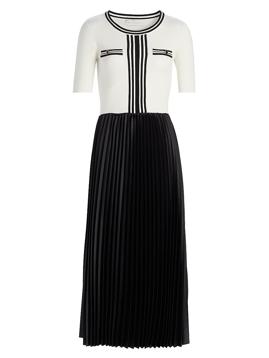 Women's Spring The Mave Mixed Media Sweater Dress - Sky White And Noir - Size XL