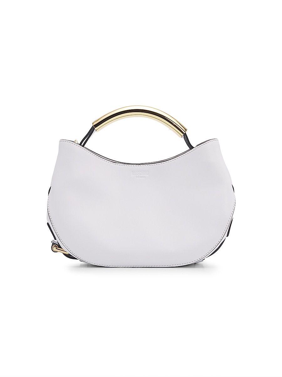 Women's Leather & Metal Top Handle Bag - White