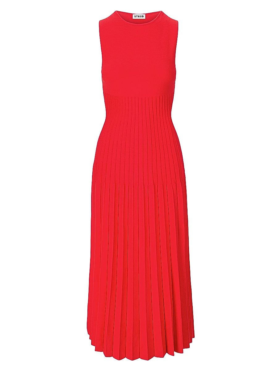 Women's Elyse Pleated Midi-Dress - Red Rose - Size XL