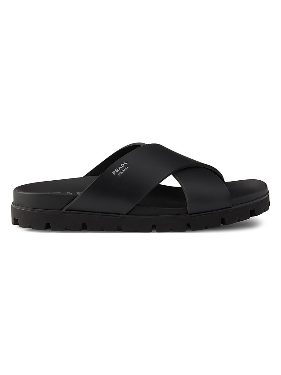 Men's Crisscross Rubber Slides - Black - Size 6