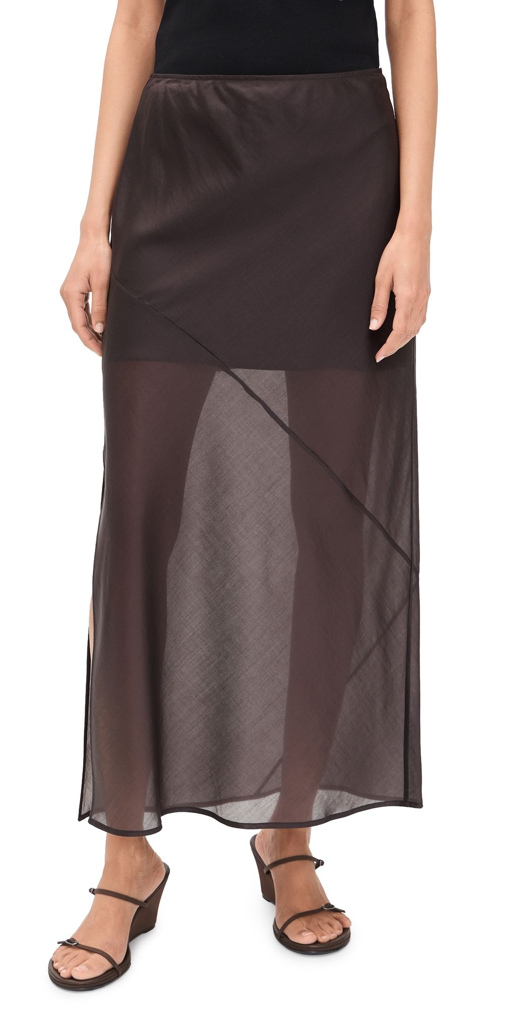 Helmut Lang Lyrd Sheer Airy Skirt Bistre 4