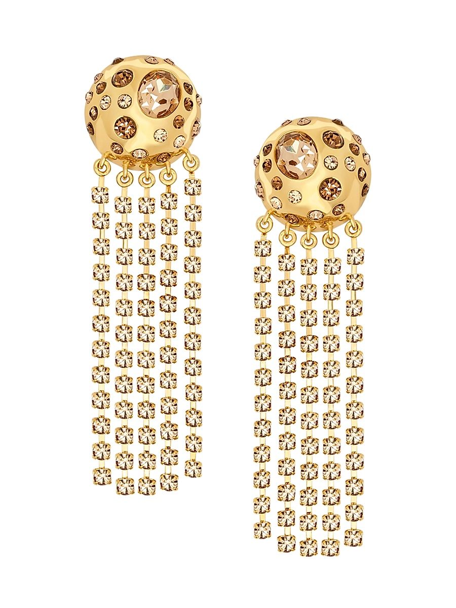Women's 24K-Gold-Plated & Glass Crystal Clip-On Chandelier Earrings - Topaz