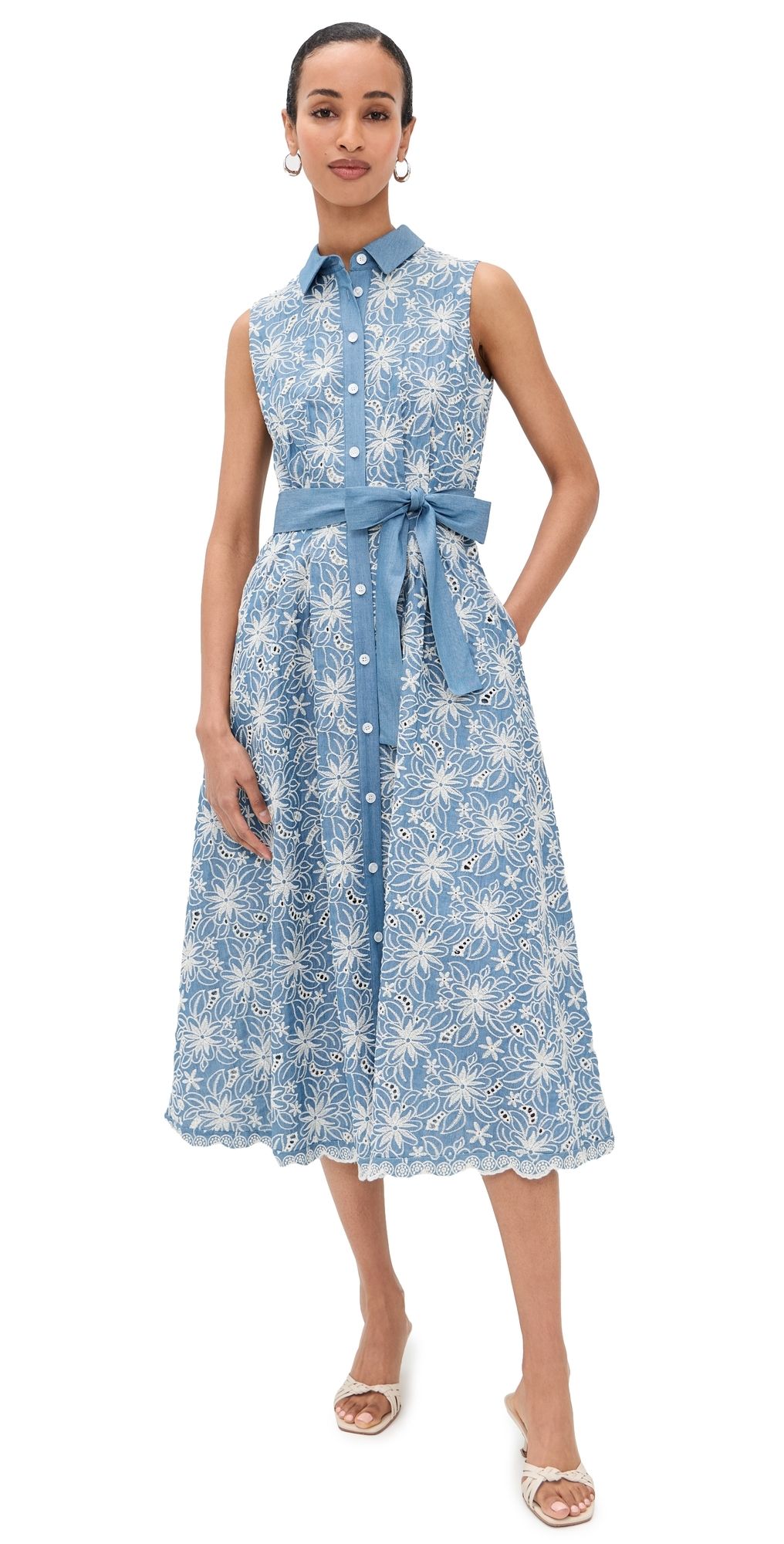 Shoshanna Kendra Dress Chambray/Ivory 12