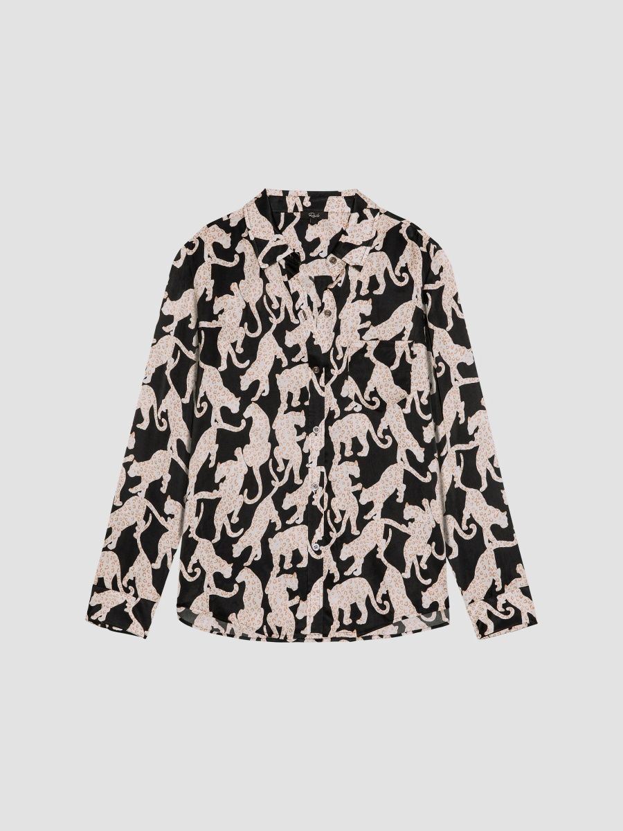 Rails Women's Alyssa Leopard-Print Shirt - Onyx Jaguar - Size XS