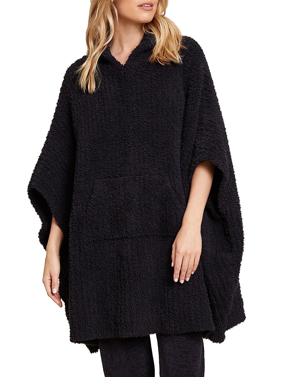 Women's The Cozy Kangaroo Poncho - Black - Size Medium