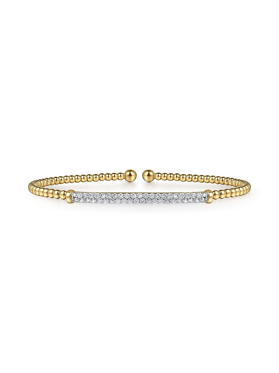 Women's Bujukan 14K Gold & 0.31 TCW Diamond Bar Cuff Bracelet - Yellow Gold - Size 5.75