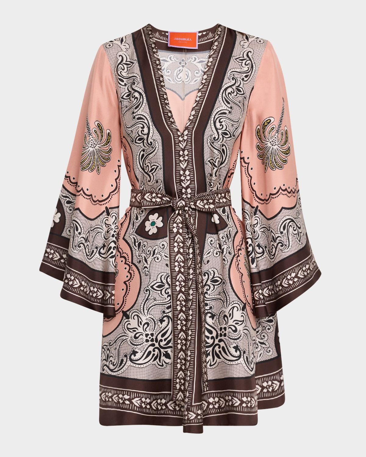 Magnifico Long-Sleeve Silk Mini Dress