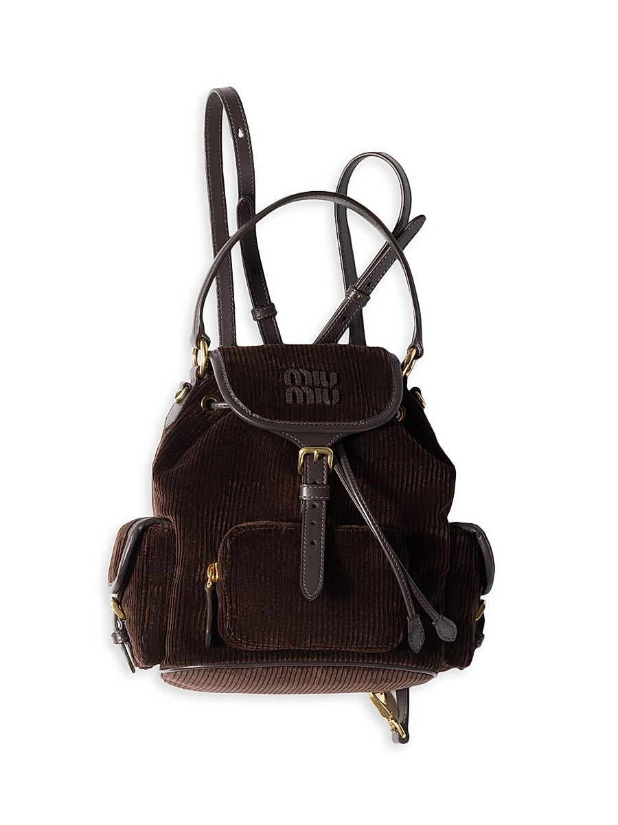 Women's Corduroy Backpack - Brown