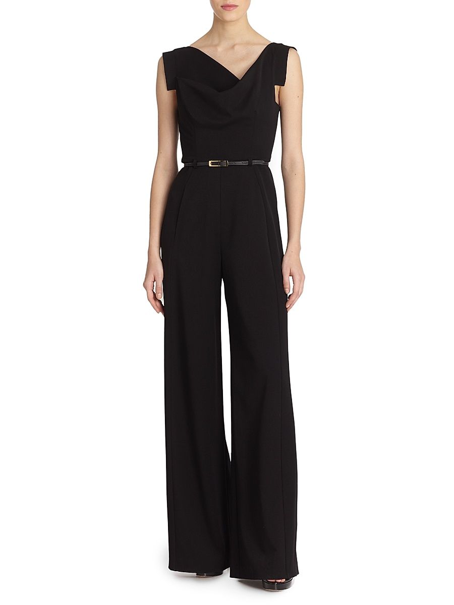 Women's Jackie Asymmetric Belted Jumpsuit - Black - Size 14