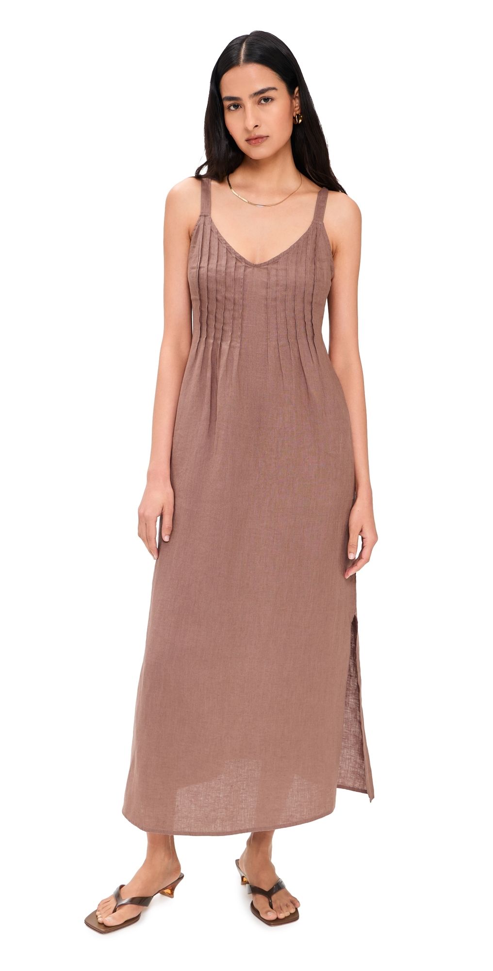 Splendid Stella Linen Pintuck Dress Wicker XL