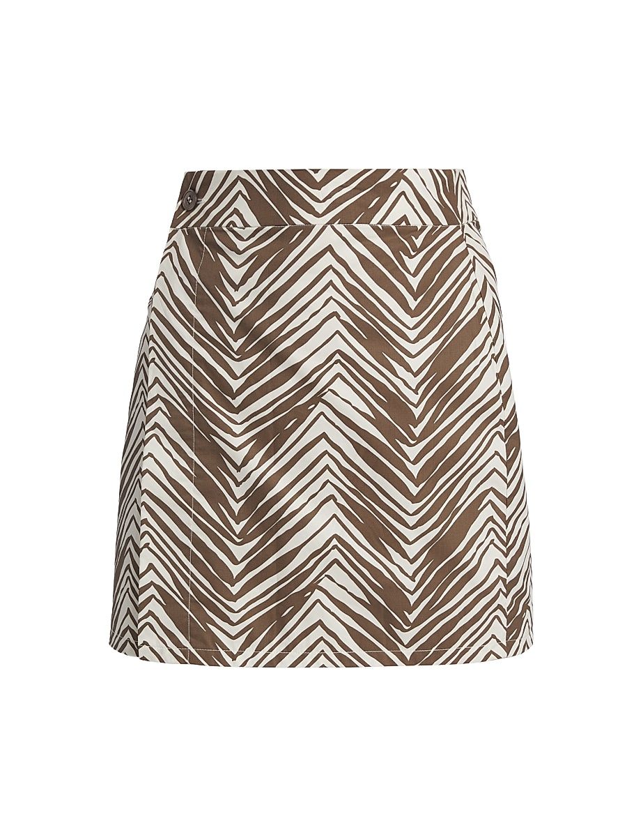 Women's Maeve Printed Wrap Miniskirt - Chocolate Zebra - Size Medium