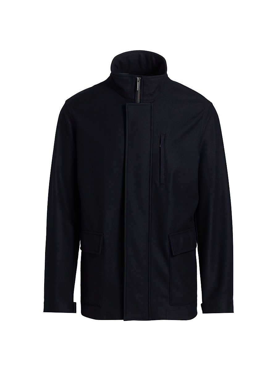 Men's Wool-Blend Car Coat - Navy - Size 44