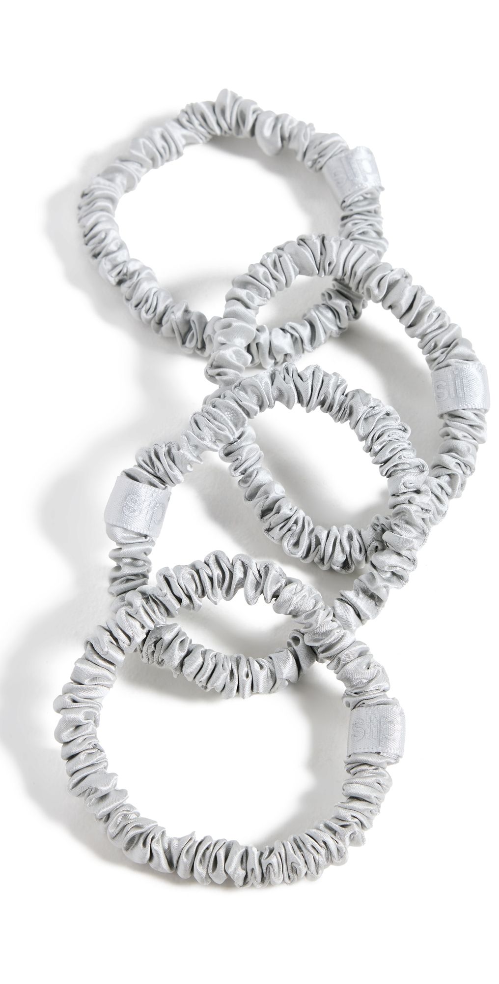 Slip Skinny Silk Scrunchies Set of 4 Silver One Size
