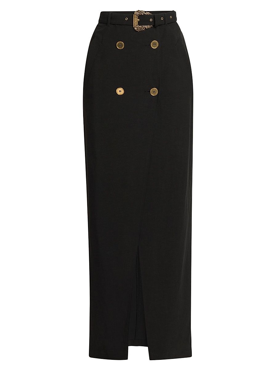 Women's Belted Wrap Maxi Skirt - Black - Size 6