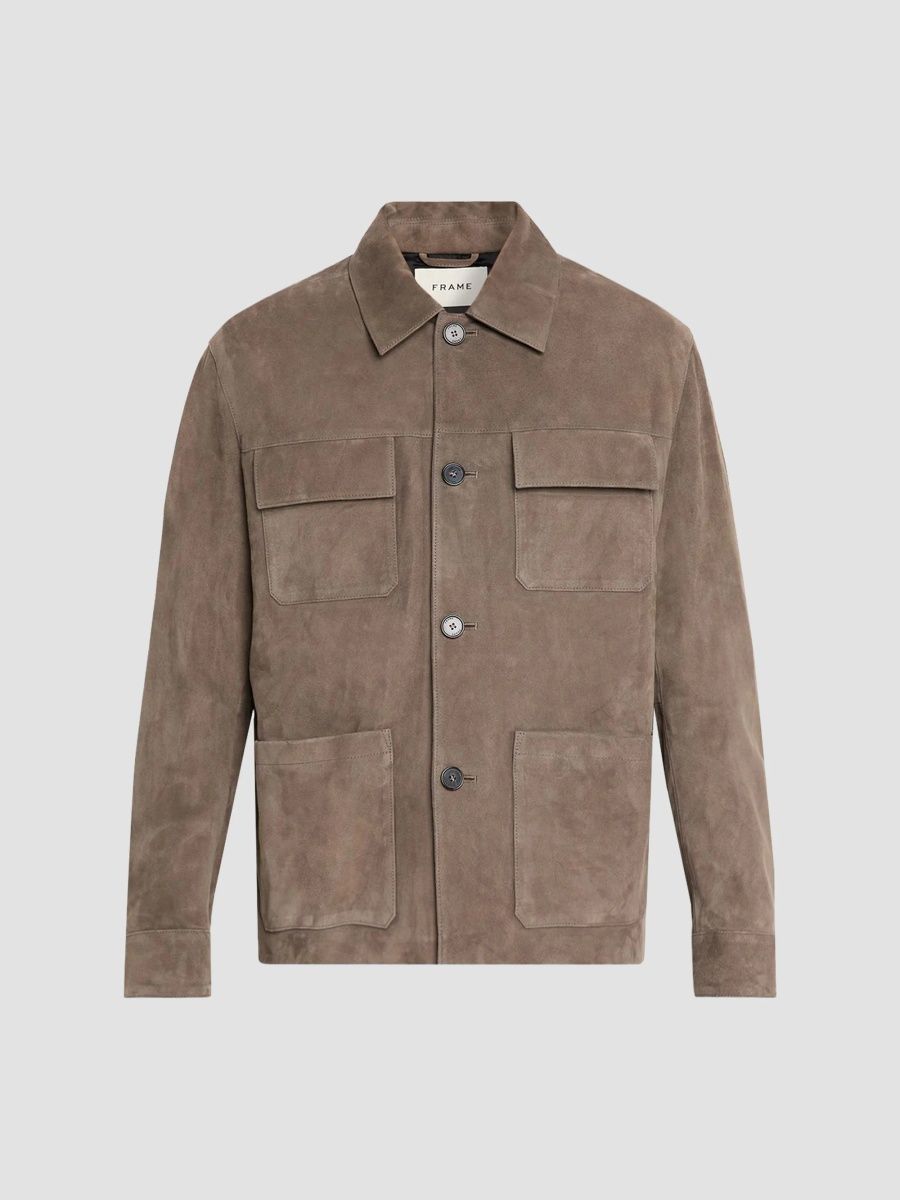 FRAME Men's Suede Chore Jacket - Light Taupe - Size XL