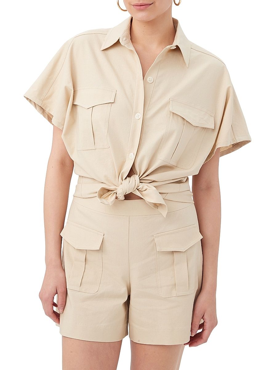 Women's Vara Knotted Utility Top - Biscotti - Size XL