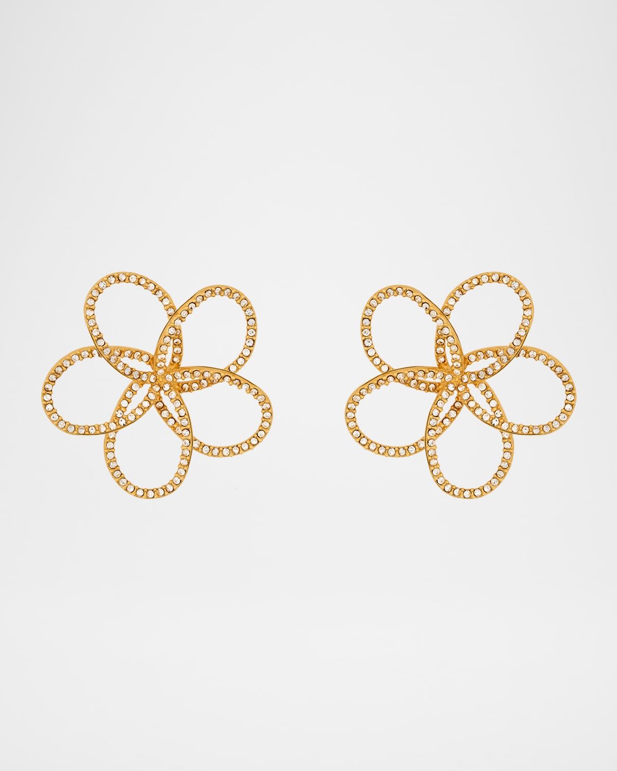 Flower Rhinestone Chain-Link Earrings