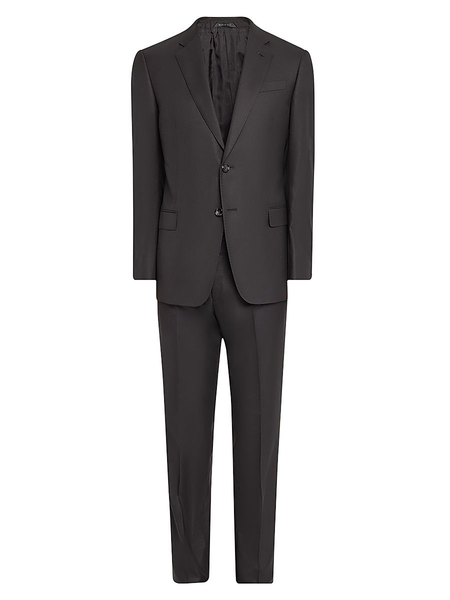 Men's Basic Wool Single-Breasted Suit - Black - Size 50