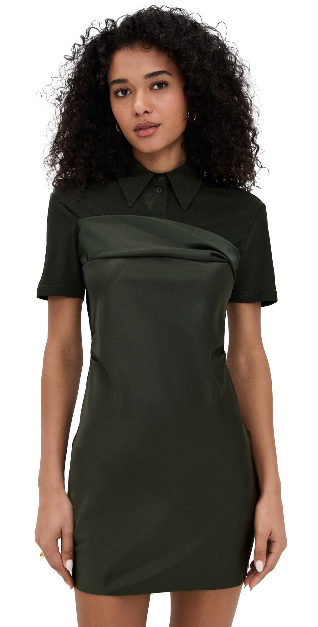 Nanushka Heceta Dress Dark Green/Anthracite M