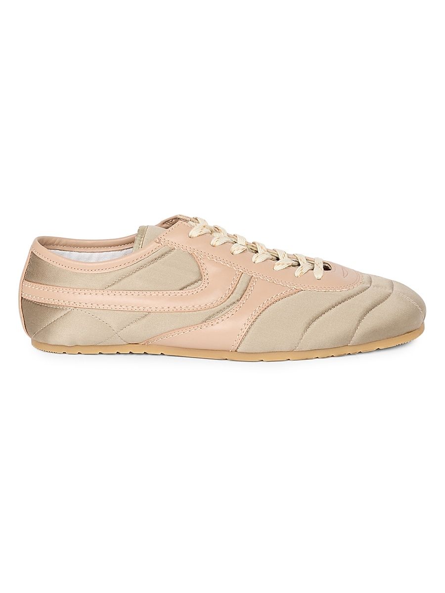Women's Quilted Satin Low-Top Sneakers - Grey - Size 9
