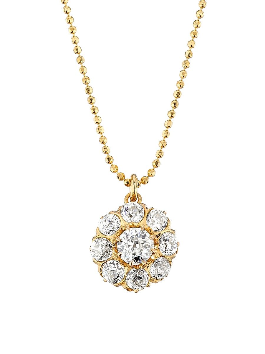 Women's 18K Yellow Gold & 2.50 TCW Diamond Cluster Pendant Necklace - Yellow Gold