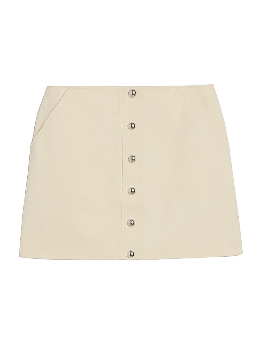 Women's Ella Cotton Canvas A-Line Miniskirt - Off White - Size Large