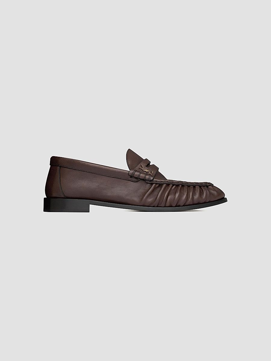 Saint Laurent Women's Le Loafers Supple in Matte Leather - Paris Brown - Size 11.5