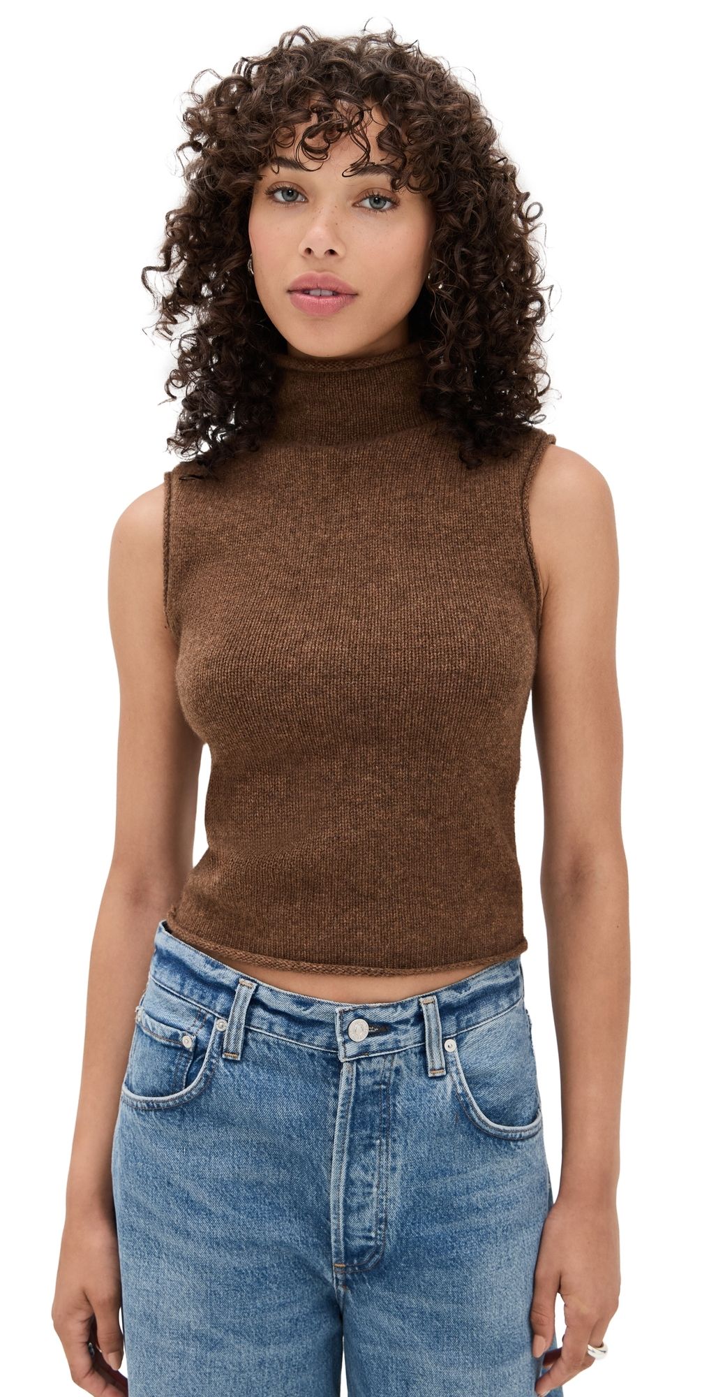Joe's Jeans The Stevie Sleeveless Roll Neck Sweater Cinnamon M