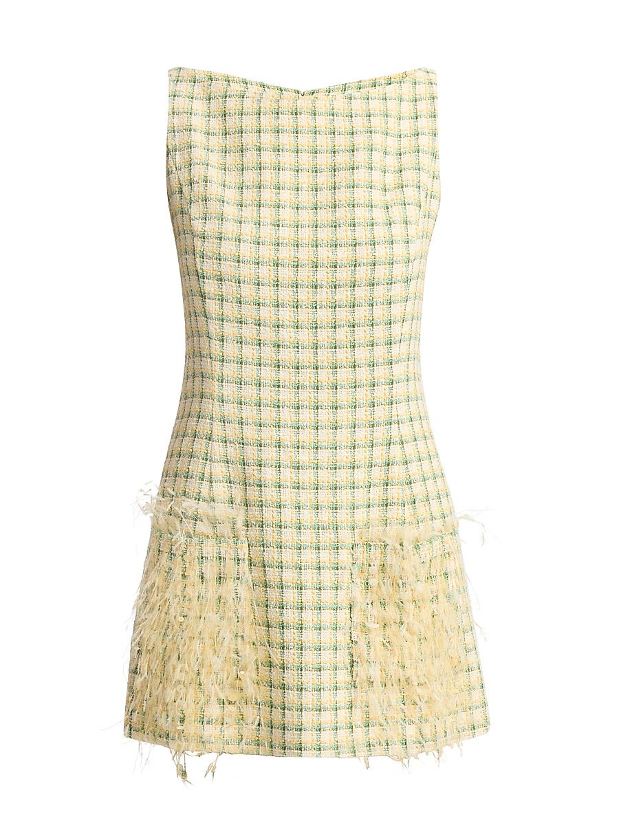 Women's Checkered Embellished Tweed Minidress - Butter Multi - Size 12