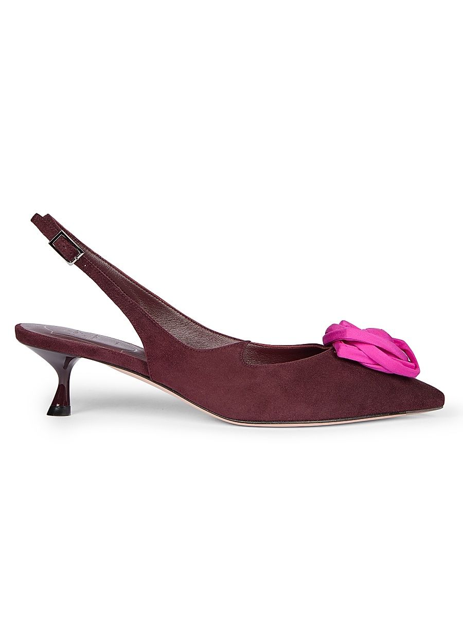 Women's I Love Vivier 45MM Rose Suede Slingback Pumps - Kraft Chia Fuxia - Size 11