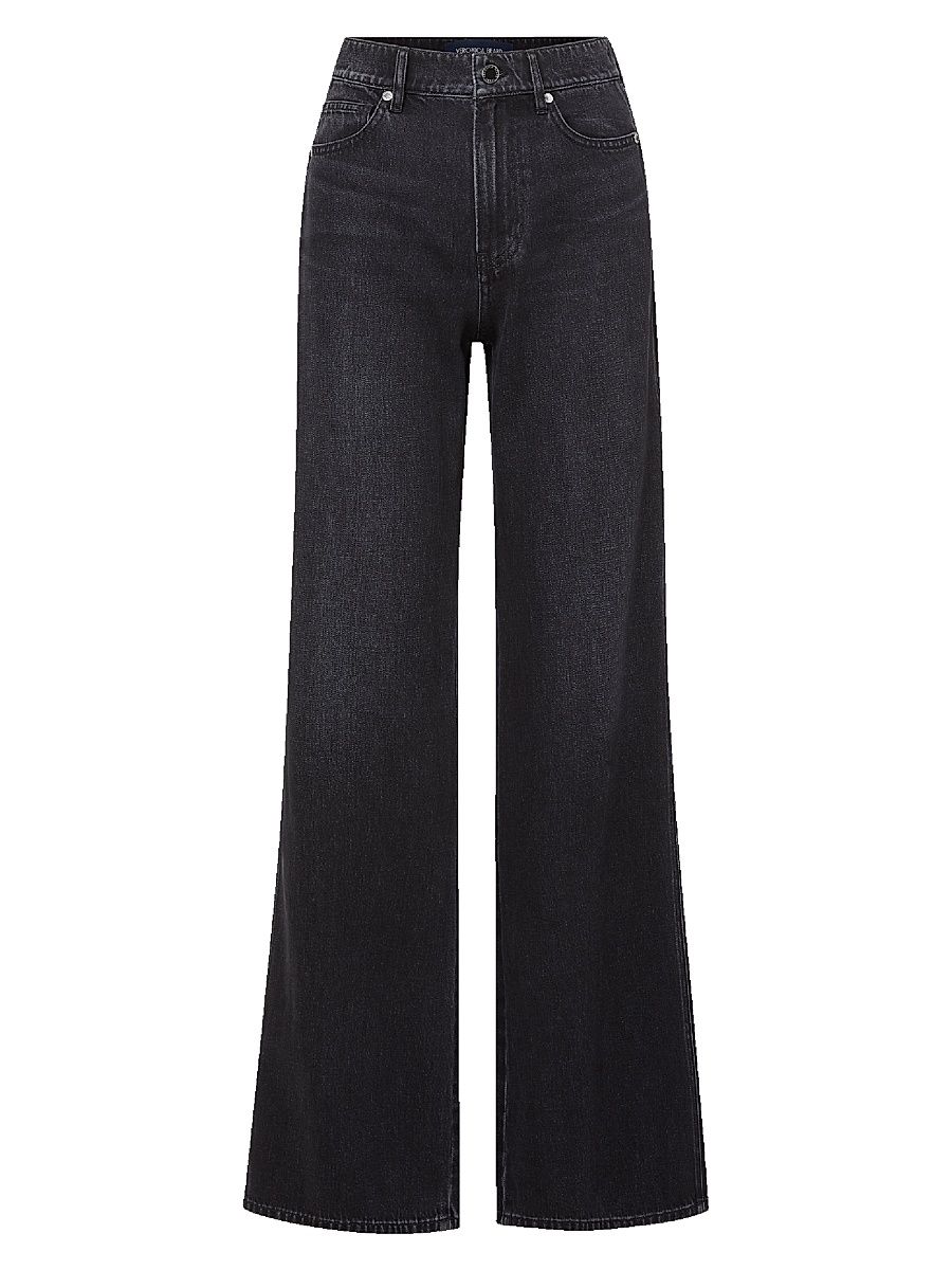 Women's Kasey Mid-Rise Wide-Leg Jeans - Washed Onyx - Size 31