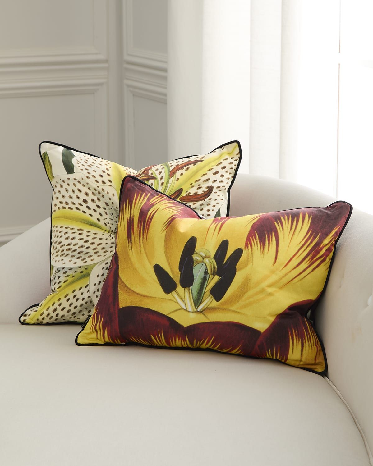 Flowered Decorative Pillow, 22" Square