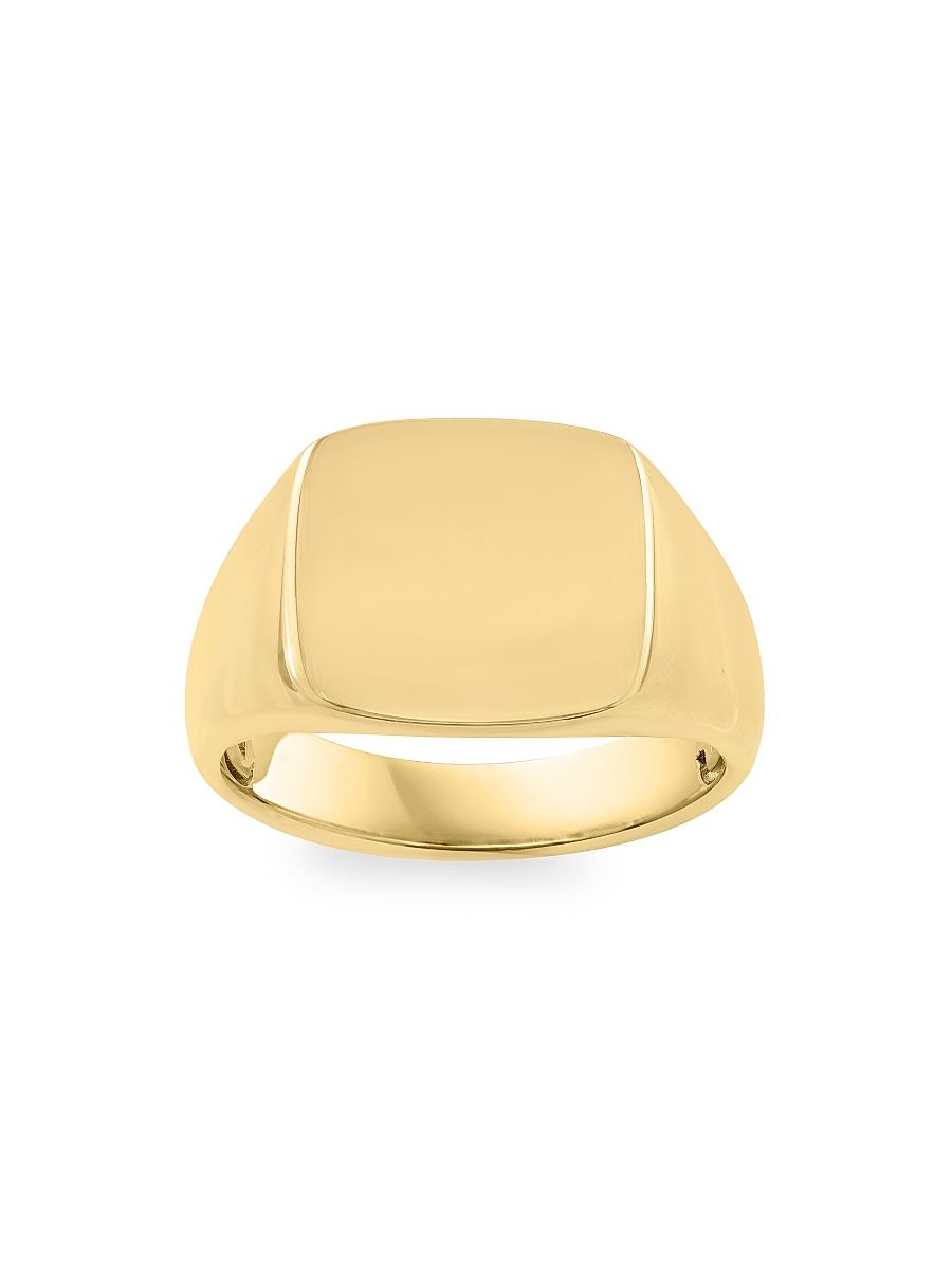Men's 14K Yellow Gold Signet Ring - Gold - Size 10