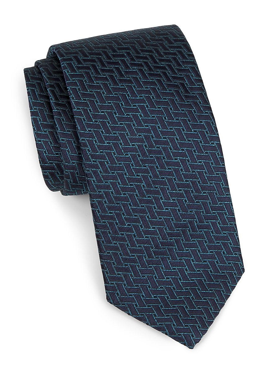 Men's Geometric Silk Tie - Blue