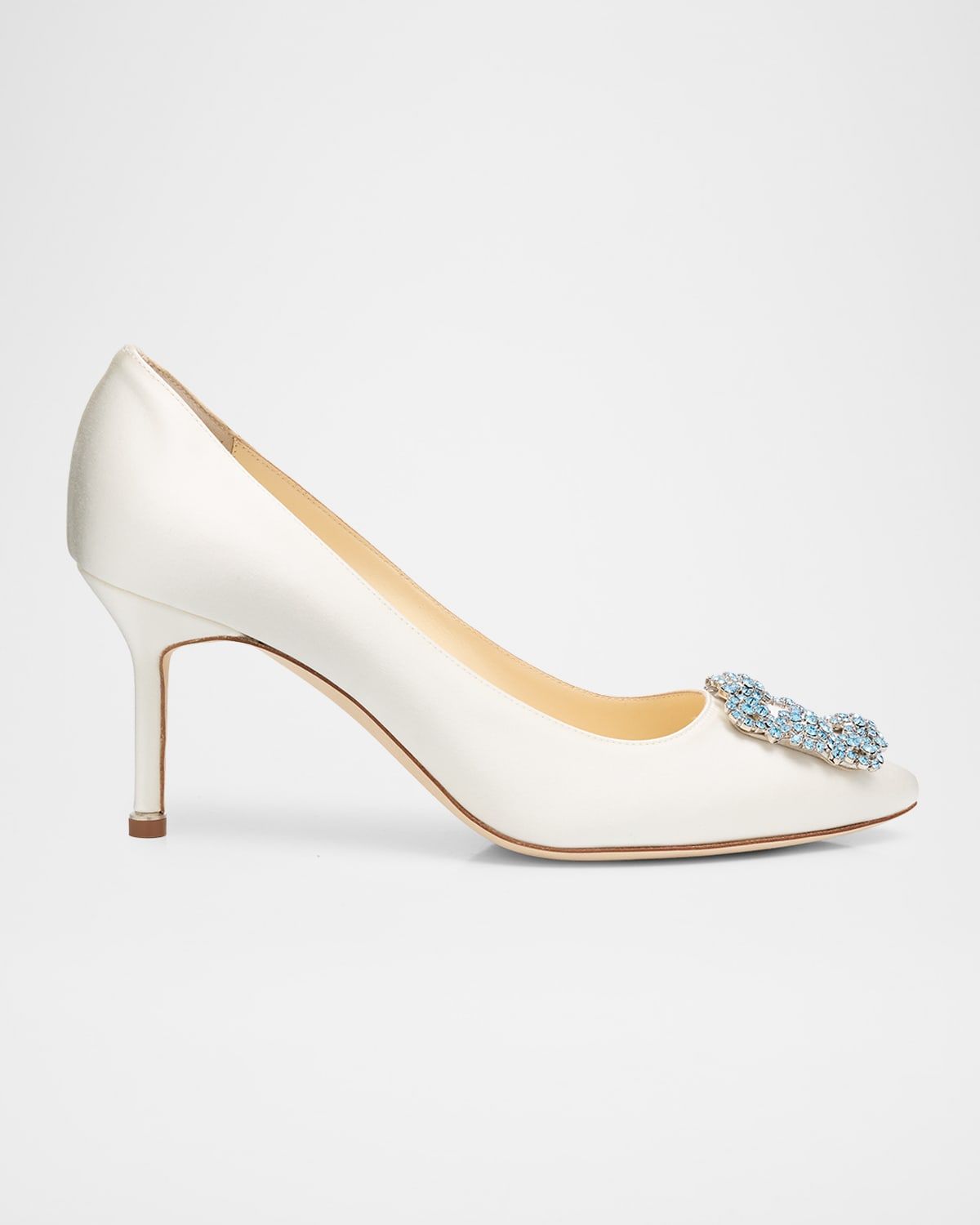 70mm Hangisi Satin Pumps with Crystal Buckle