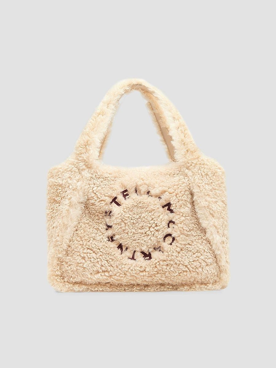 Stella McCartney Women's Logo Faux-Shearling Tote Bag - Oat
