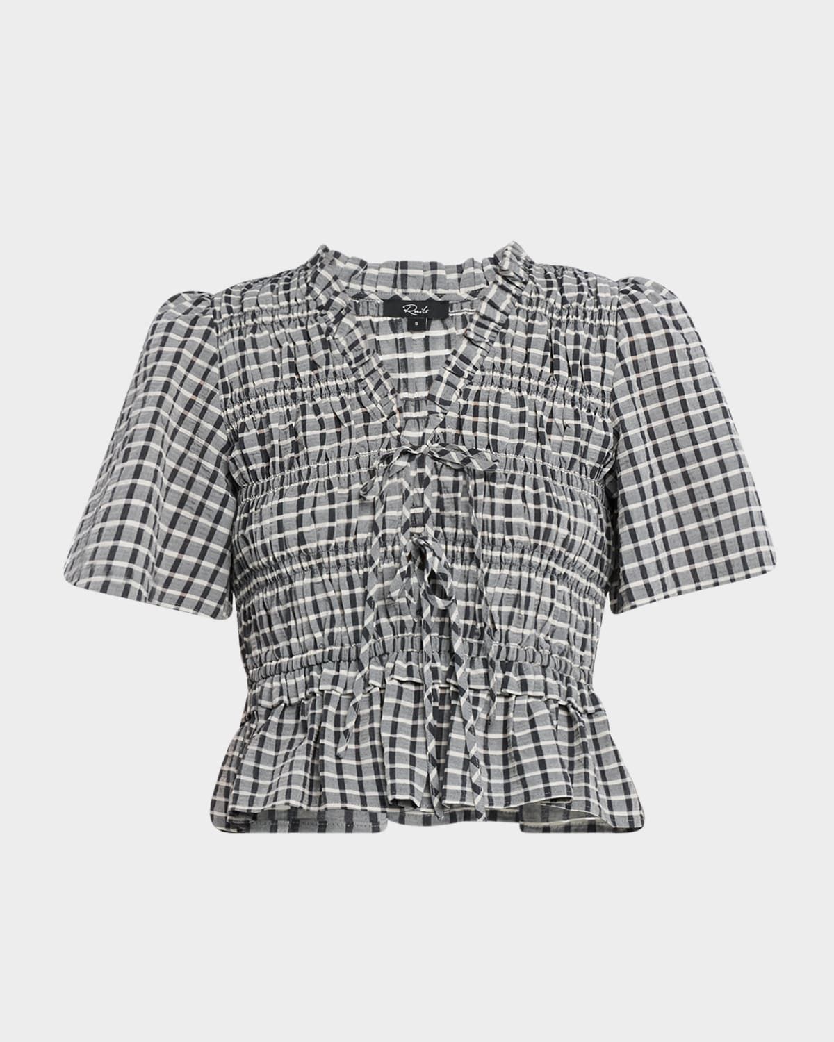 Portia Check Tie-Front Top