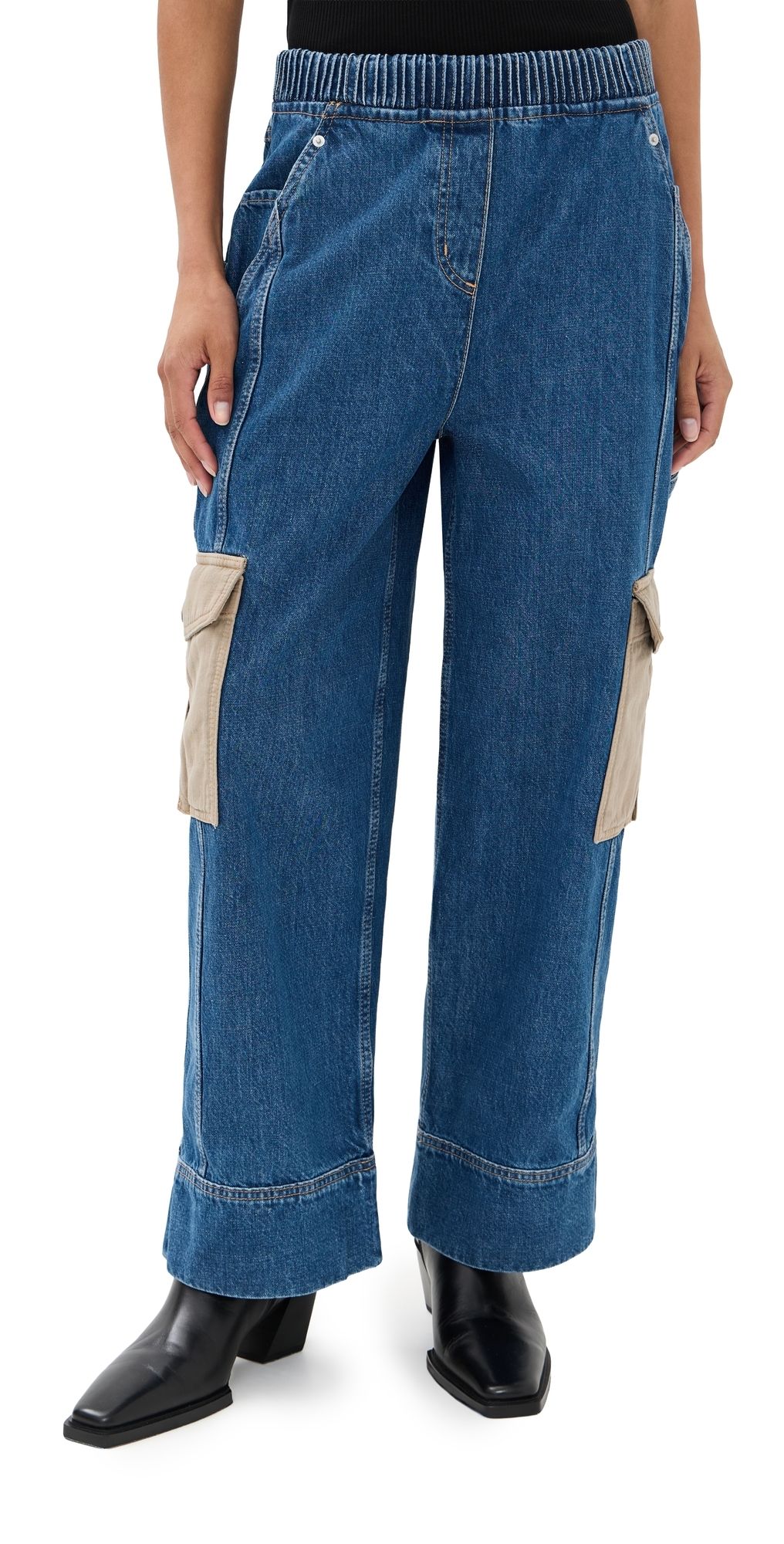 3.1 Phillip Lim Denim Patchwork Pull On Jeans Indigo Multi XS
