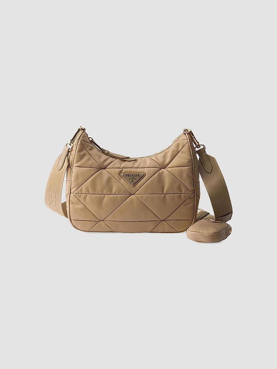 Prada Women's Padded Re-Nylon Shoulder Bag - Light Brown